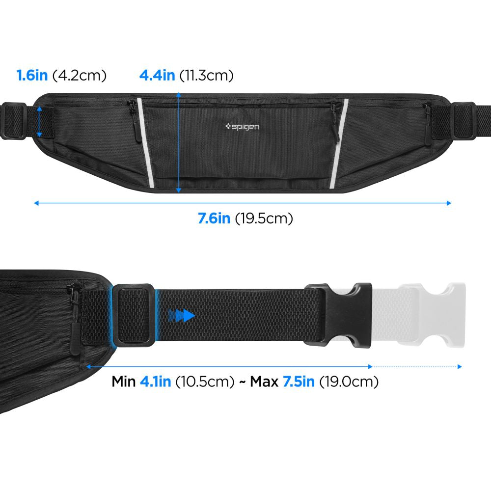 Sporthüftgürtel, Läufertasche, Spigen A710 Dynamic Shield Waist Bag, Schwarz