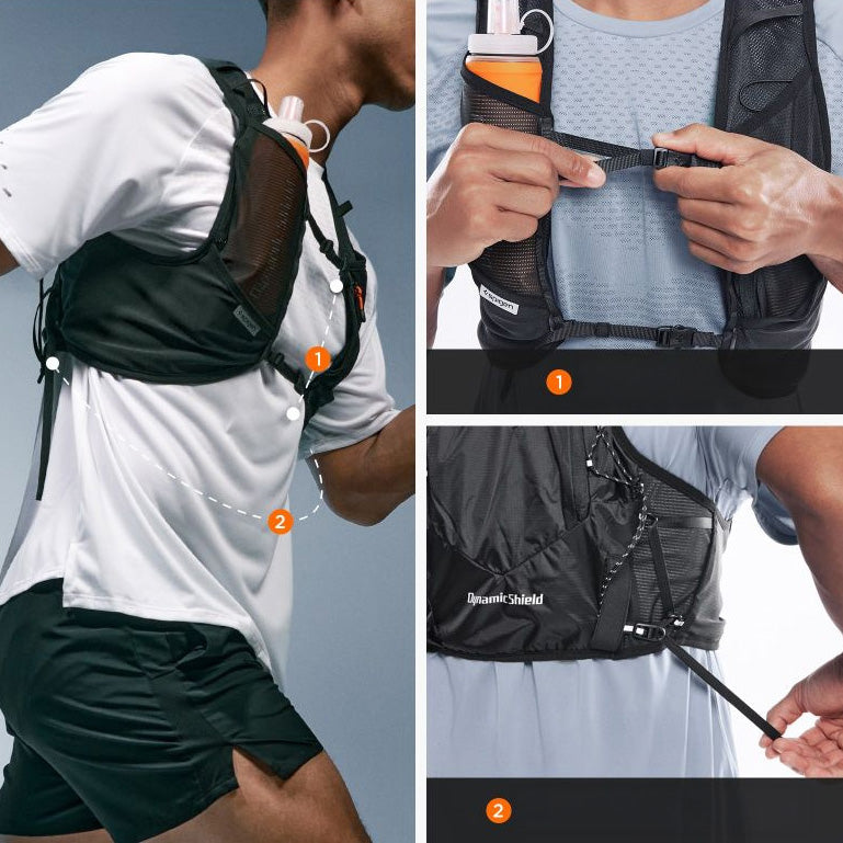 Laufweste, Spigen A721 Dynamic Shield Running Vest Active M-L + Soft Flask, Schwarz