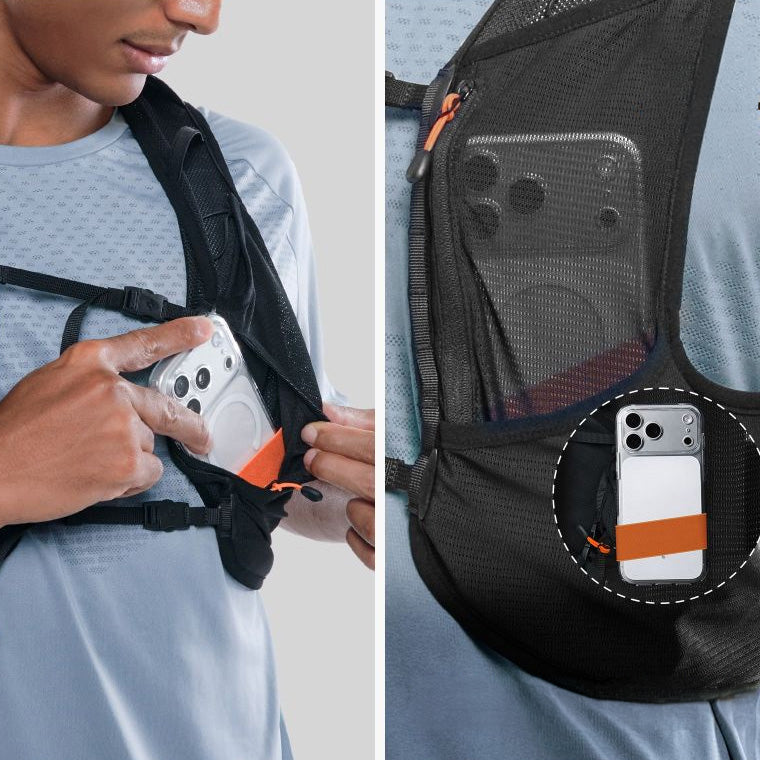 Laufweste, Spigen A721 Dynamic Shield Running Vest Active M-L + Soft Flask, Schwarz
