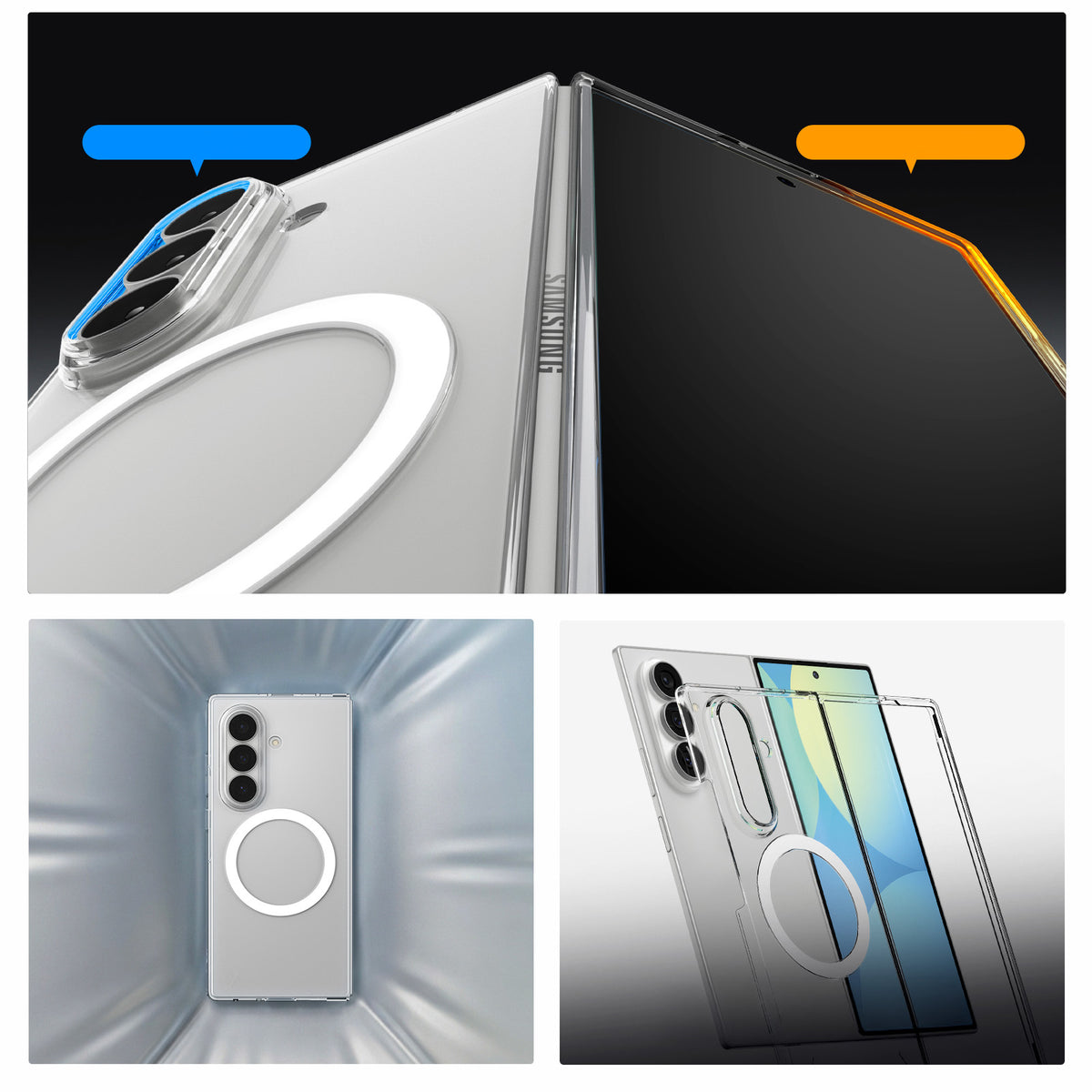 Handyhülle für Galaxy Z Fold8 Ultra, Spigen Air Skin Mag mit MagSafe, Transparent und Weiß