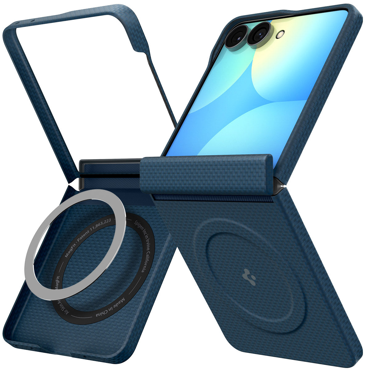 Handyhülle für Galaxy Z Flip8, Spigen Air Skin Aramid Mag mit MagSafe, Blau