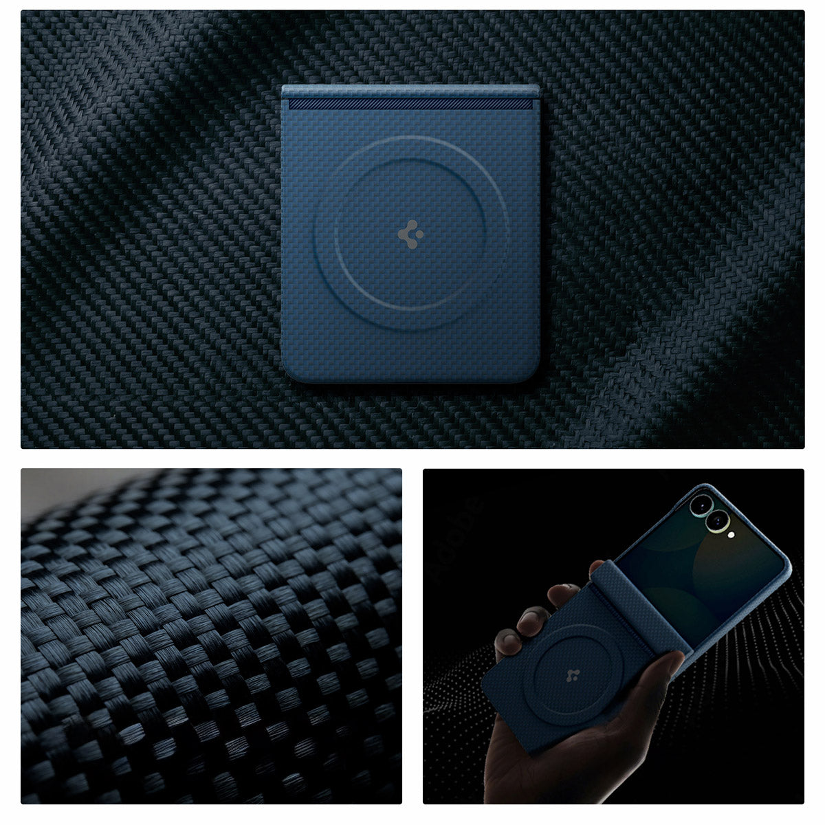 Handyhülle für Galaxy Z Flip8, Spigen Air Skin Aramid Mag mit MagSafe, Blau