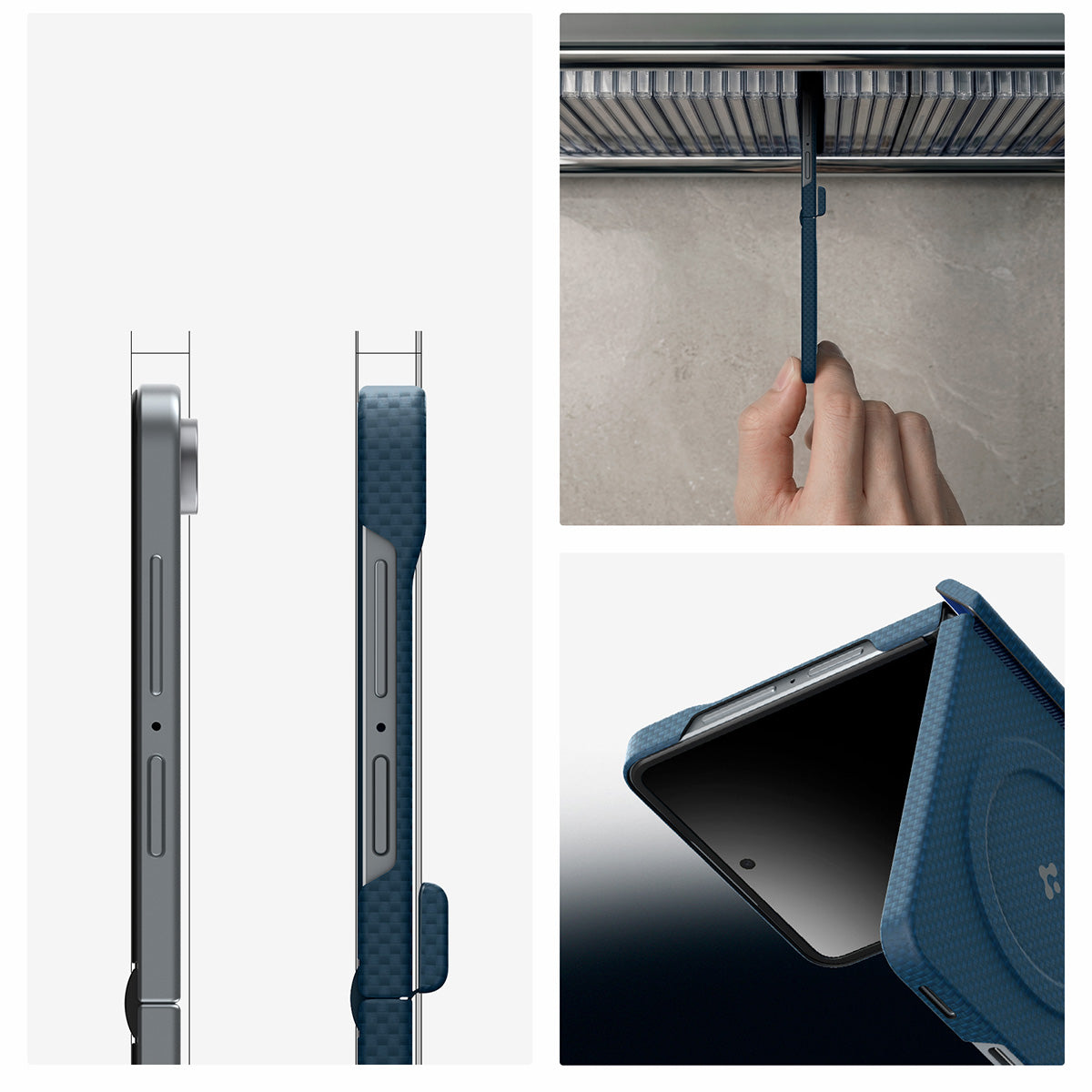 Handyhülle für Galaxy Z Flip8, Spigen Air Skin Aramid Mag mit MagSafe, Blau