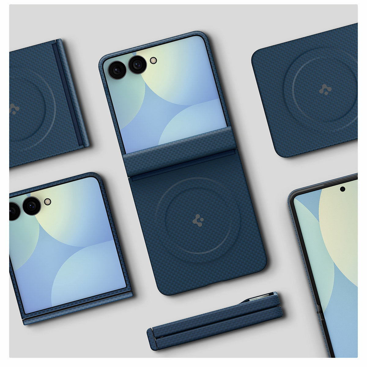 Handyhülle für Galaxy Z Flip8, Spigen Air Skin Aramid Mag mit MagSafe, Blau