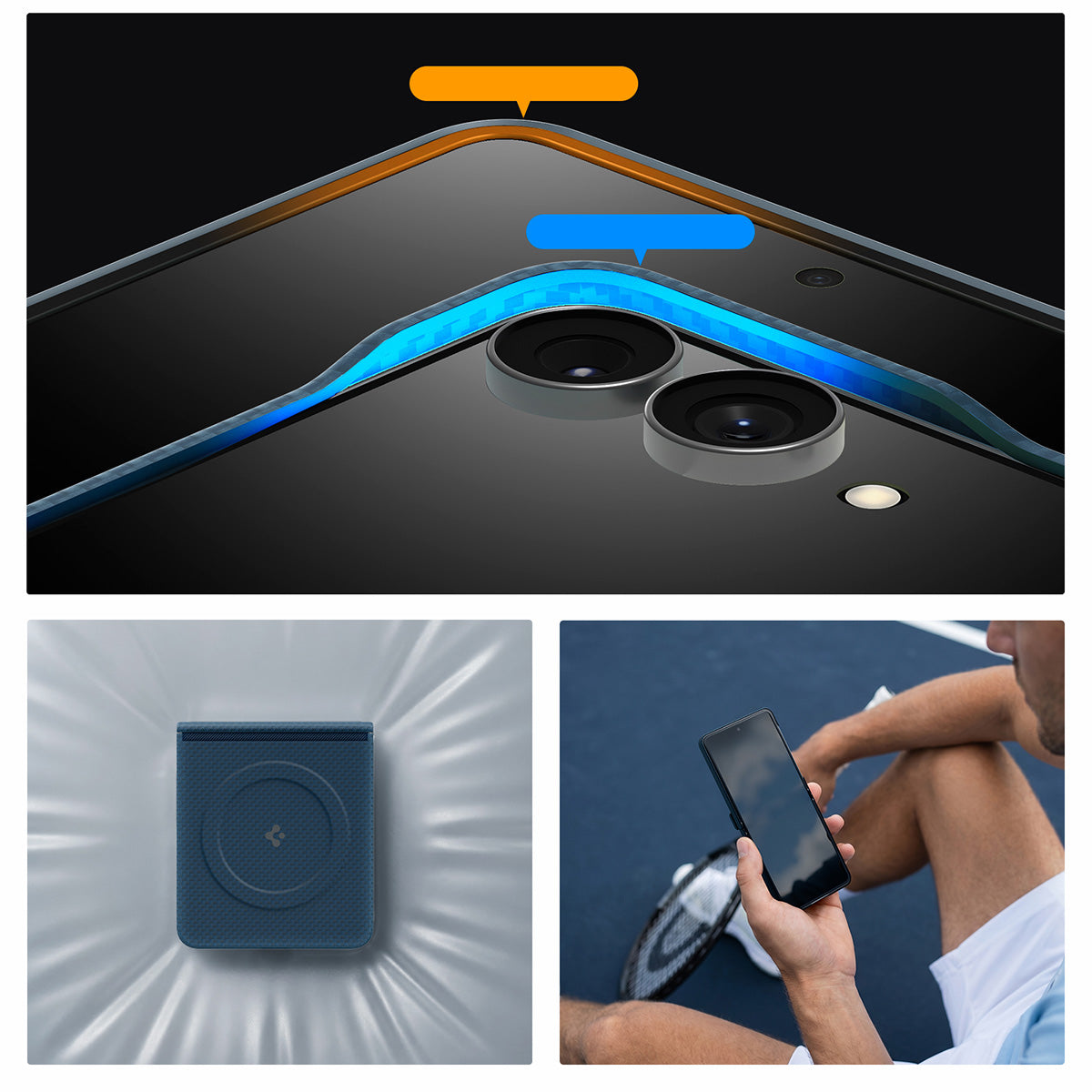 Handyhülle für Galaxy Z Flip8, Spigen Air Skin Aramid Mag mit MagSafe, Blau