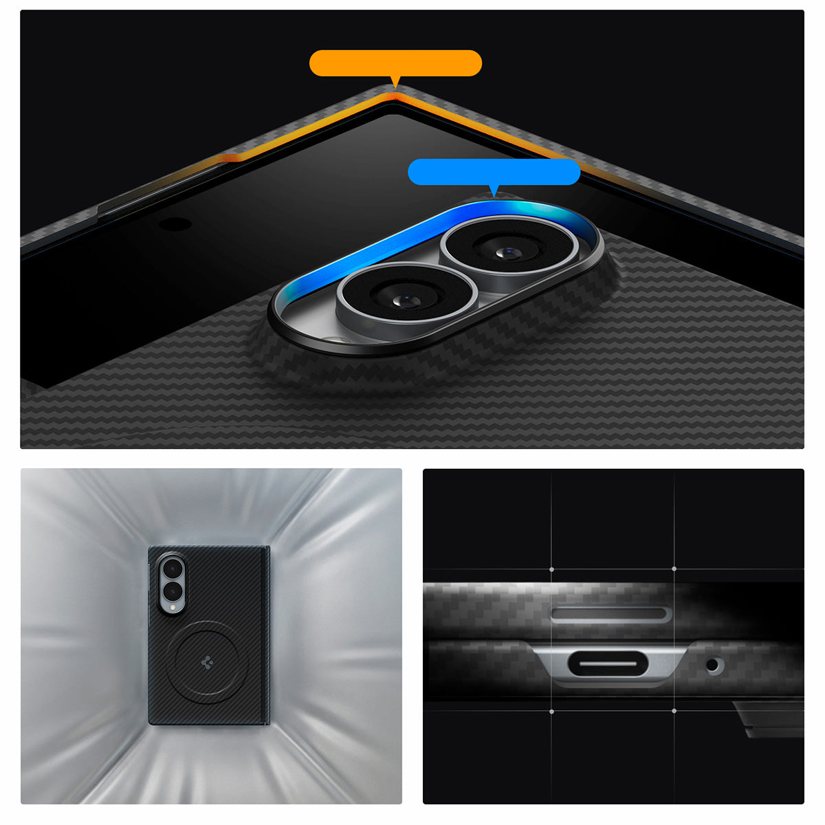 Handyhülle für Galaxy Z Fold8, Spigen Air Skin Aramid Mag mit MagSafe, Schwarz