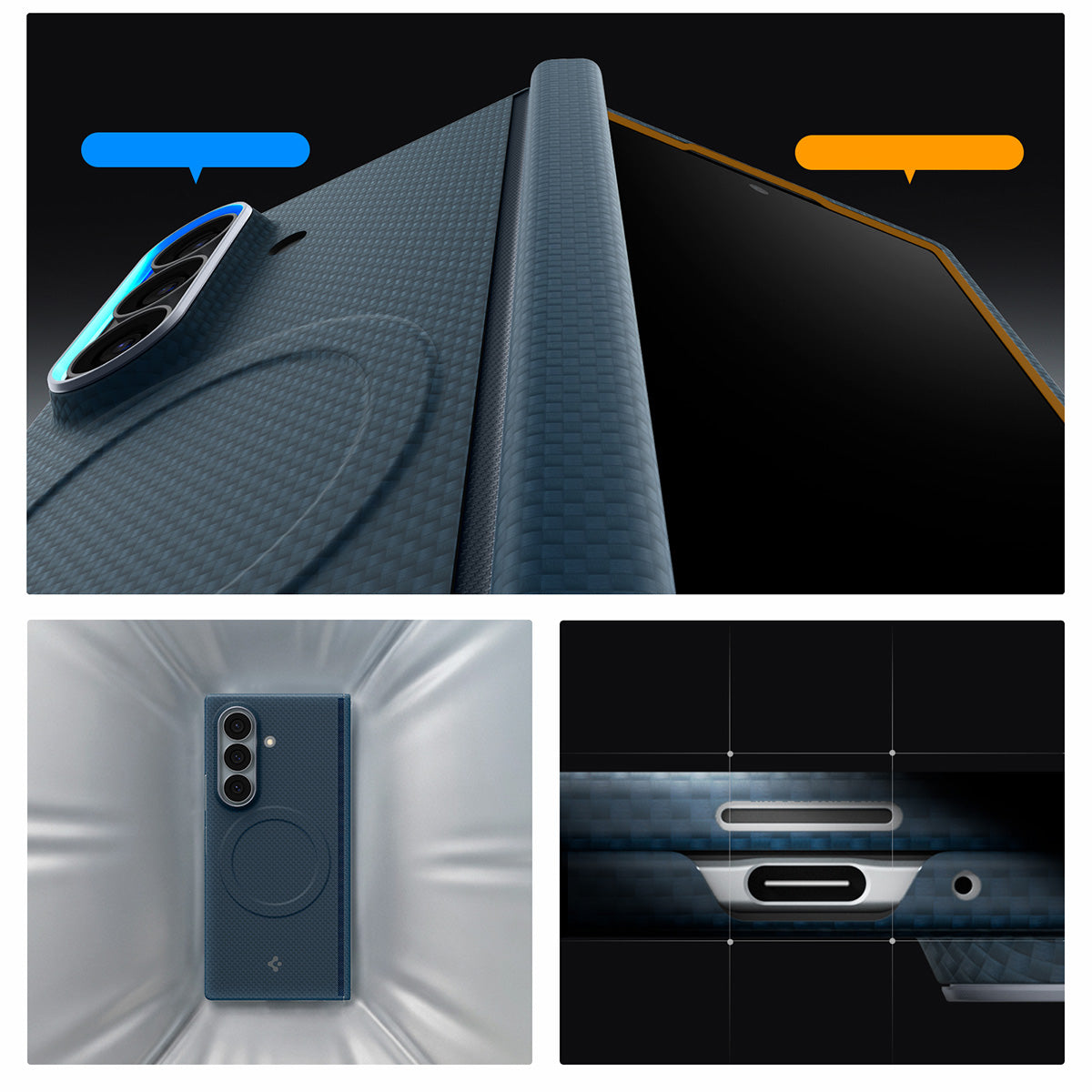 Handyhülle für Galaxy Z Fold8 Ultra, Spigen Air Skin Aramid Mag mit MagSafe, Blau