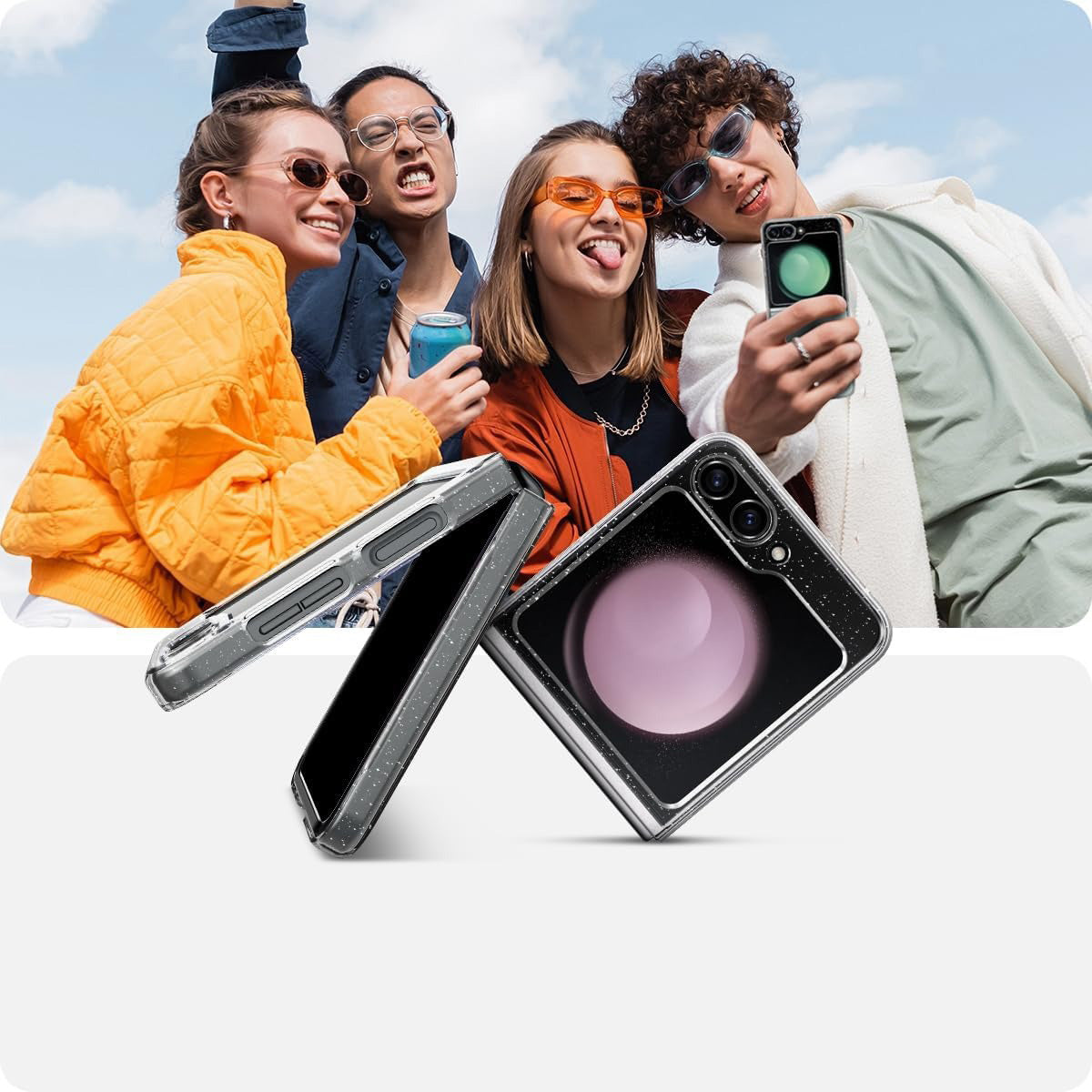 Schutzhülle Spigen Air Skin für Galaxy Z Flip5, Transparent Glitzer