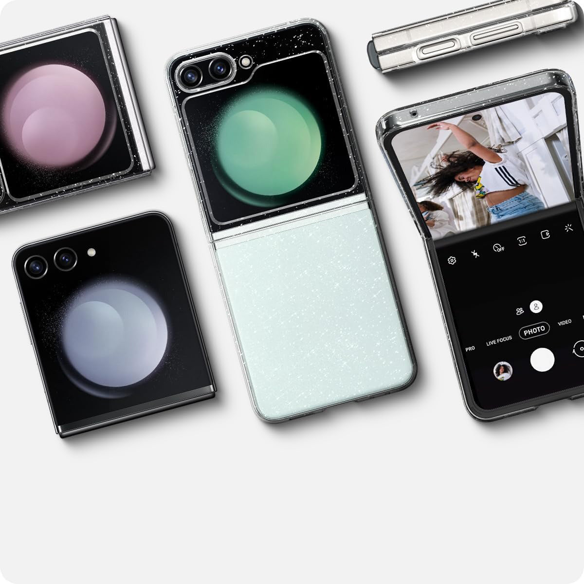 Schutzhülle Spigen Air Skin für Galaxy Z Flip5, Transparent Glitzer