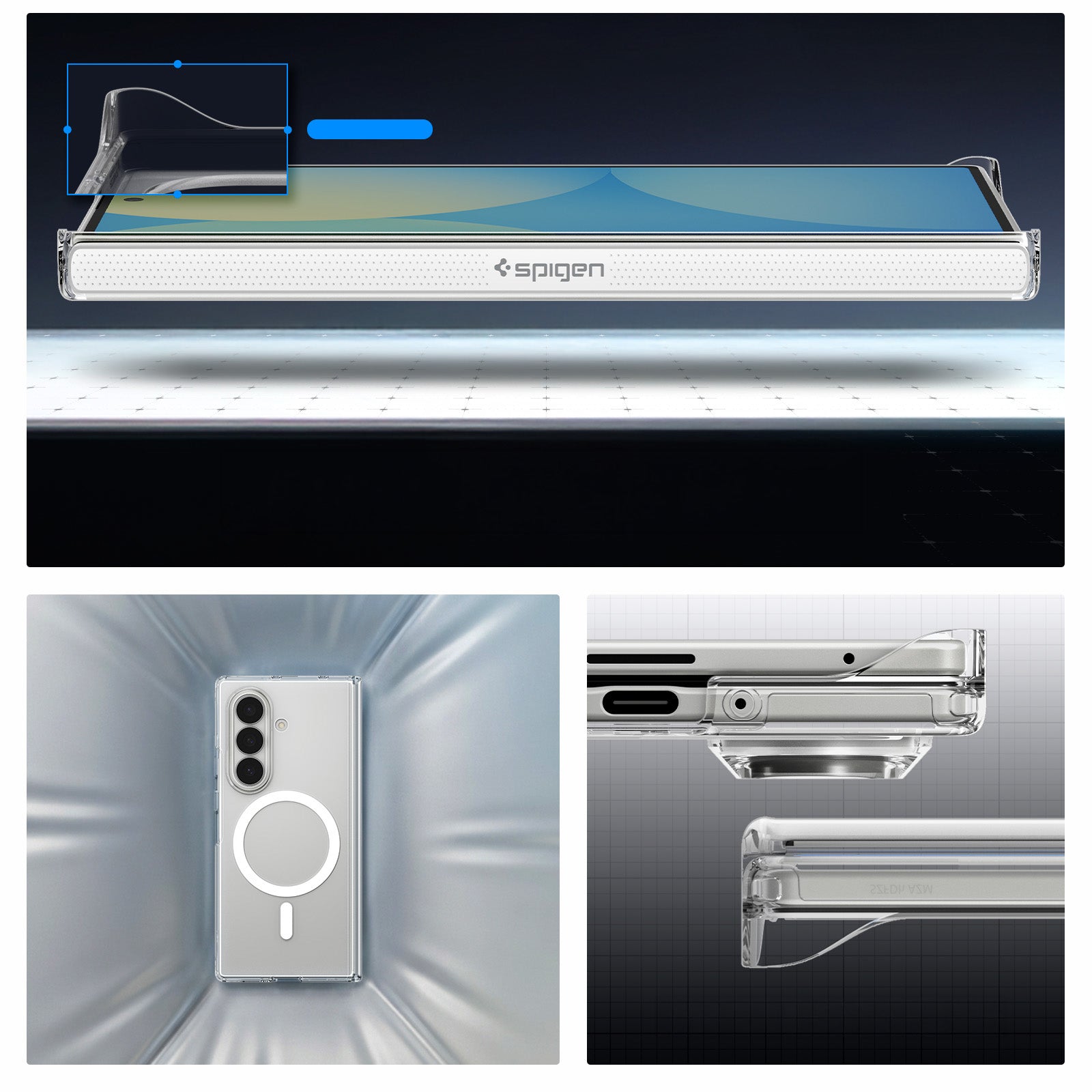 Handyhülle für Galaxy Z Fold8 Ultra, Spigen Air Skin Mag mit MagSafe, Transparent und Weiß