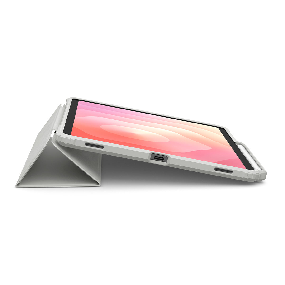 Schutzhülle mit Deckel für Galaxy Tab S11, Spigen Air Skin Pro, Grau-Transparent