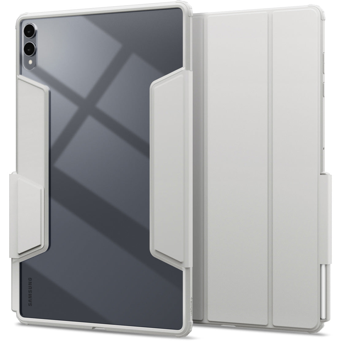 Schutzhülle mit Deckel für Galaxy Tab S11 Ultra, Spigen Air Skin Pro, Grau-Transparent