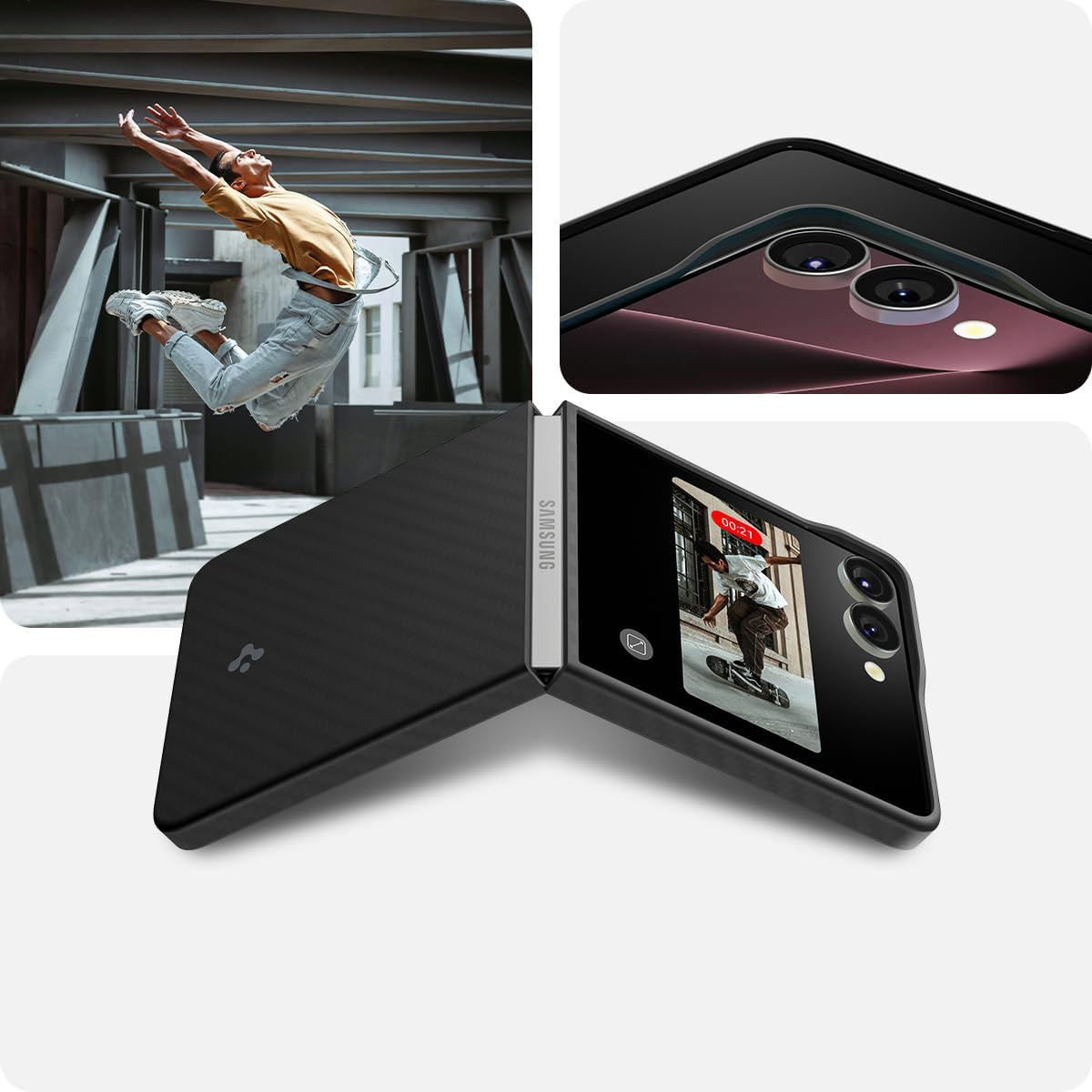 Handyhülle für Galaxy Z Flip7, Spigen Air Skin, Schwarz