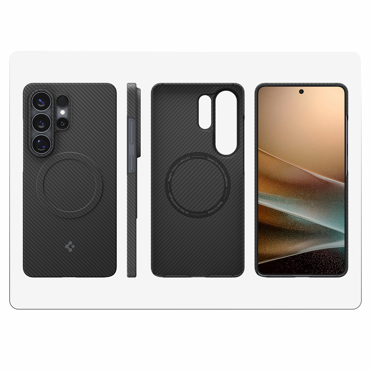 Handyhülle für Galaxy S26 Ultra, Spigen Air Skin Aramid Mag mit MagSafe, Schwarz