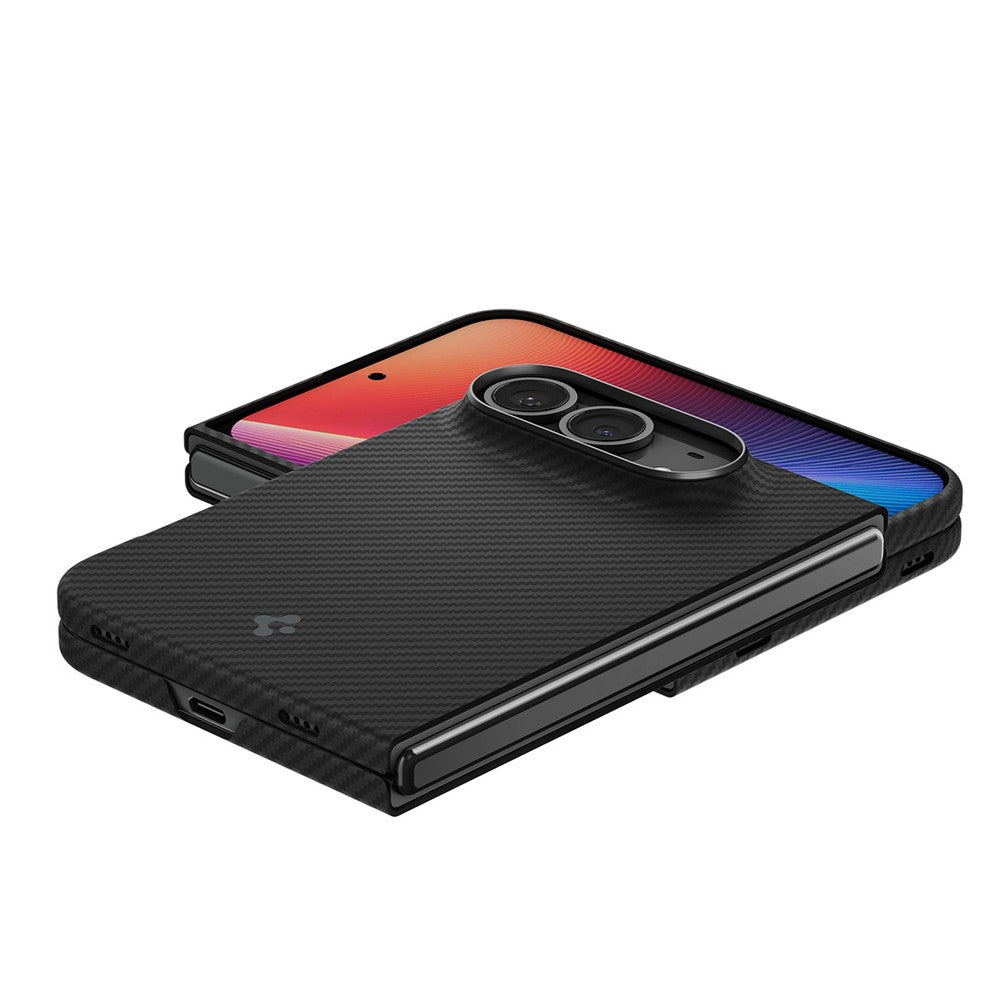 Handyhülle für iPhone Duo, Spigen Air Skin Aramid Mag mit MagSafe, Schwarz (12/14)