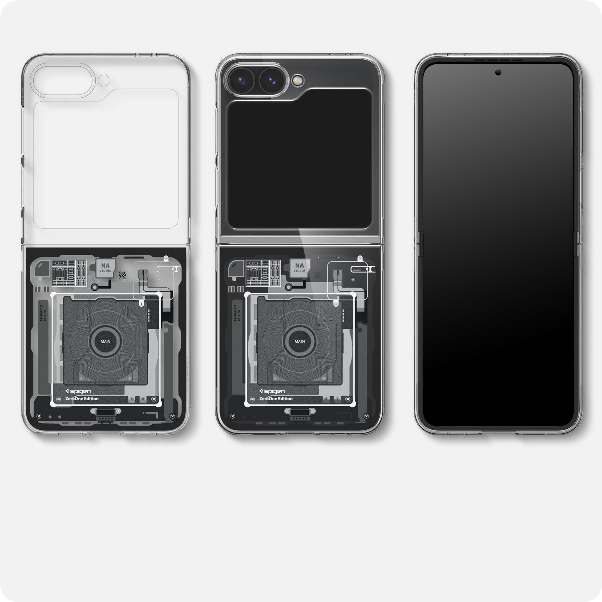 Schutzhülle für Galaxy Z Flip7 FE / 6, Spigen Air Skin, Transparent-Grau (Zero One)