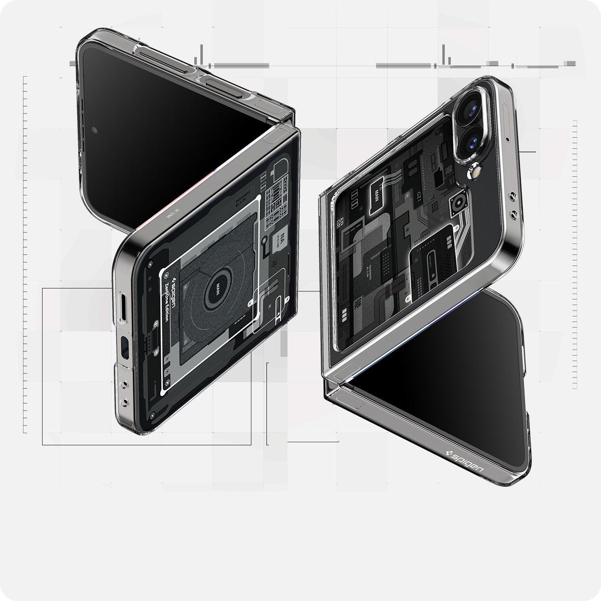 Schutzhülle für Galaxy Z Flip7 FE / 6, Spigen Air Skin, Transparent-Grau (Zero One)