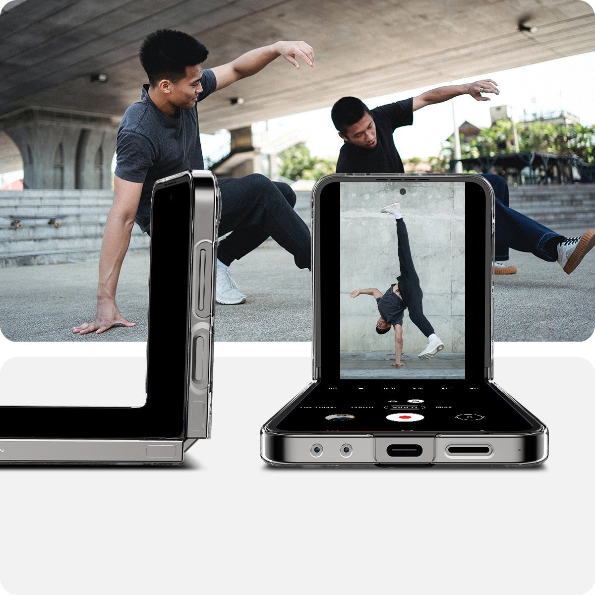 Schutzhülle für Galaxy Z Flip7 FE / 6, Spigen Air Skin, Transparent-Grau (Zero One)