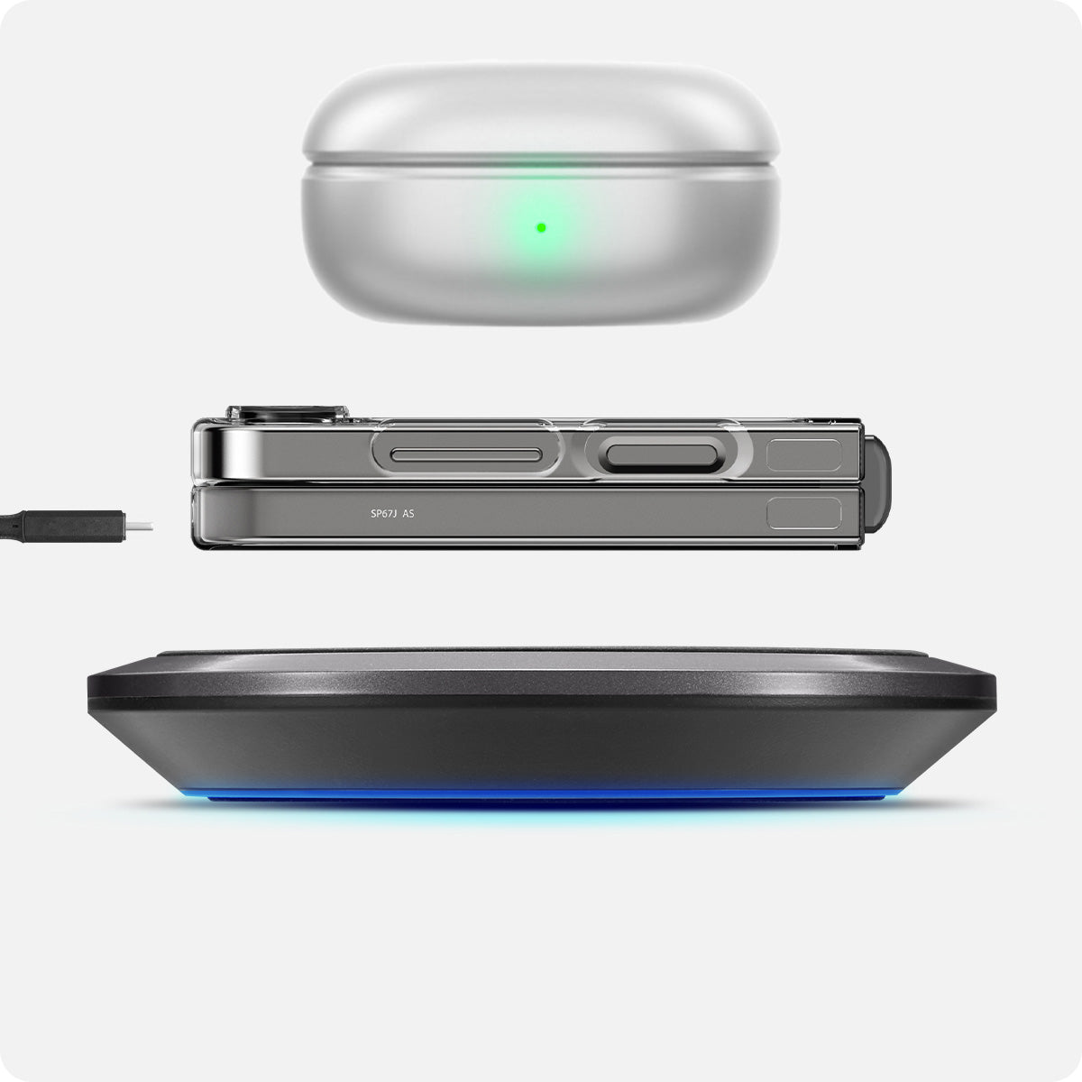 Schutzhülle für Galaxy Z Flip7 FE / 6, Spigen Air Skin, Transparent-Grau (Zero One)