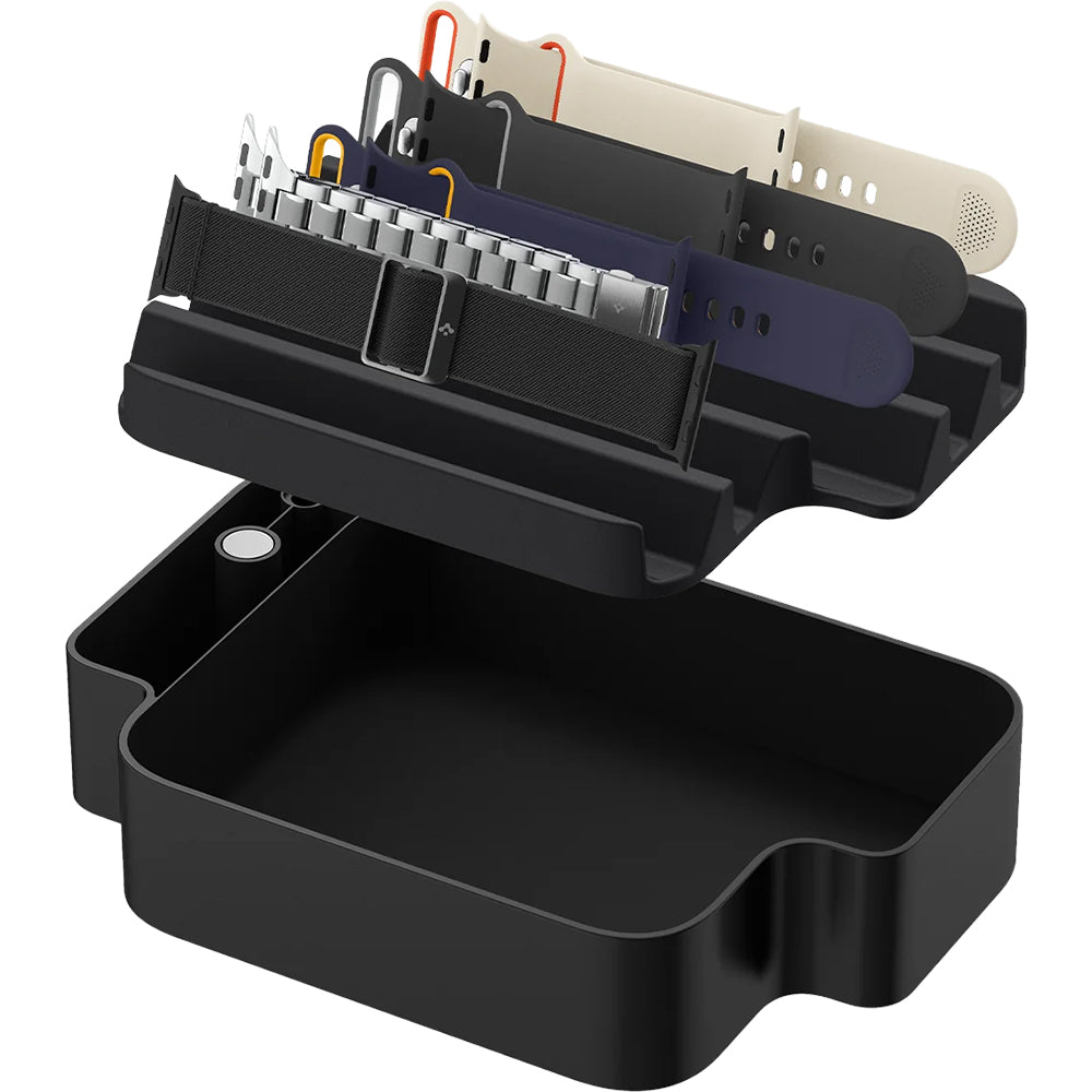 Ladestation mit Organizer und Schublade für Apple Watch Qi Ladegeräte, Spigen Watch Organizer S340, Schwarz