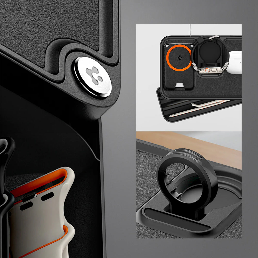 Ladestation mit Organizer und Schublade für Apple Watch Qi Ladegeräte, Spigen Watch Organizer S340, Schwarz