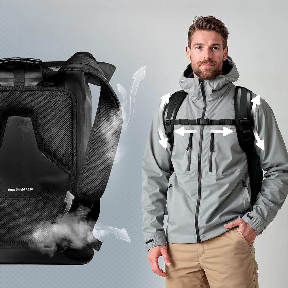Wasserdichter Laptop-Rucksack bis 16" Spigen Aqua Shield WaterProof, 35L, Schwarz