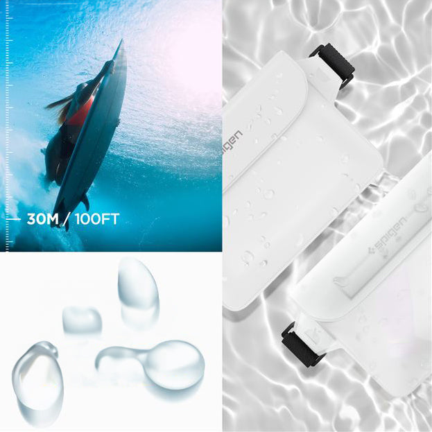 Wasserdichte Tasche Spigen Aqua Shield A620 Universal IPX8 2-Pack, Weiß und Transparentes Weiß