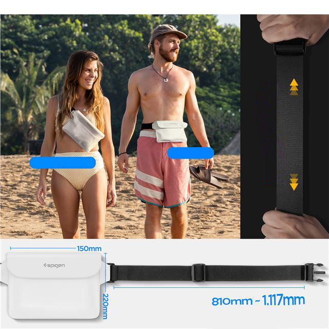 Wasserdichte Tasche Spigen Aqua Shield A620 Universal IPX8 2-Pack, Weiß und Transparentes Weiß