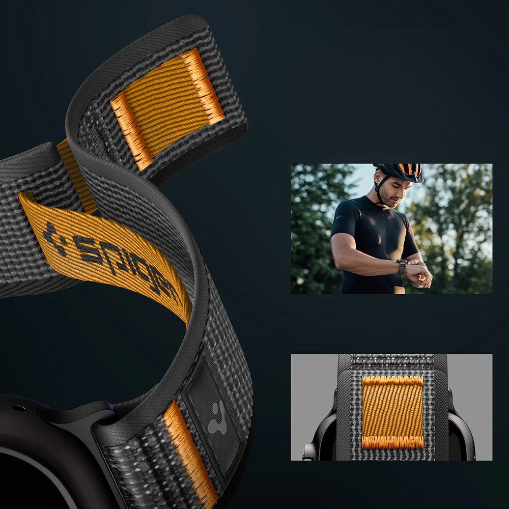 Armband für Apple Watch 49/46/45/44 mm, Spigen Athlex Air 2, Schwarz-Orange