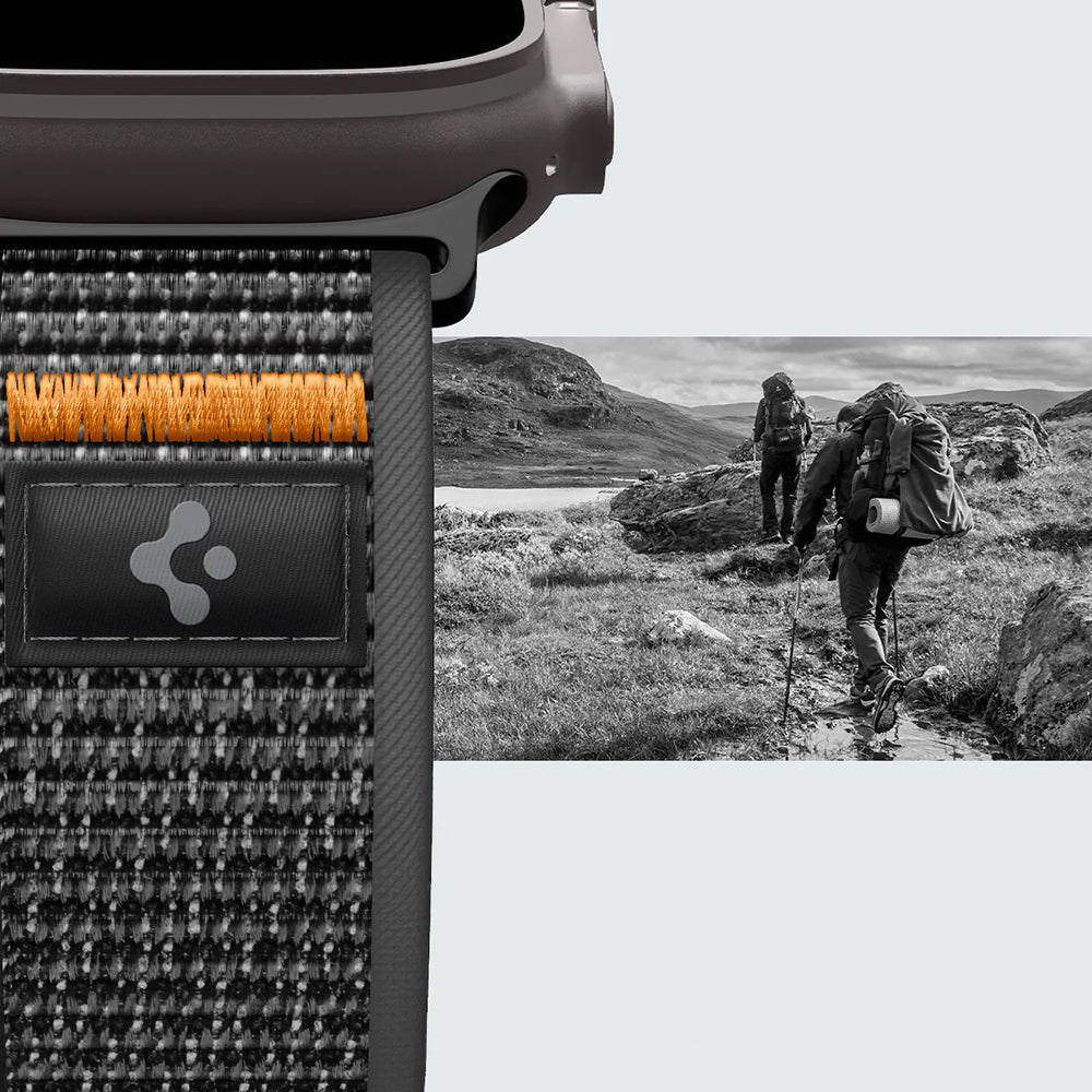 Armband für Apple Watch 49/46/45/44 mm, Spigen Athlex Air 2, Schwarz-Orange