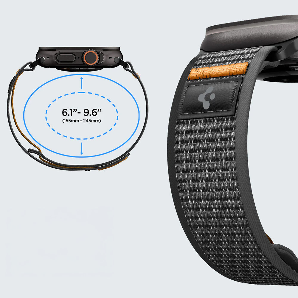 Armband für Apple Watch 49/46/45/44 mm, Spigen Athlex Air 2, Schwarz-Orange