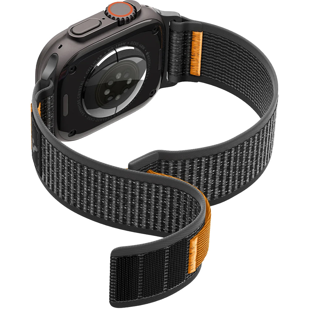 Armband für Apple Watch 49/46/45/44 mm, Spigen Athlex Air 2, Schwarz-Orange