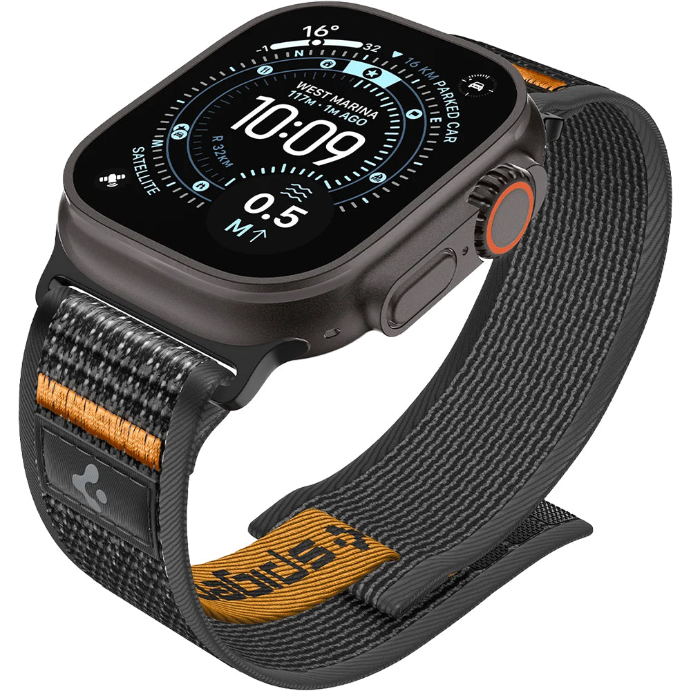 Armband für Apple Watch 49/46/45/44 mm, Spigen Athlex Air 2, Schwarz-Orange