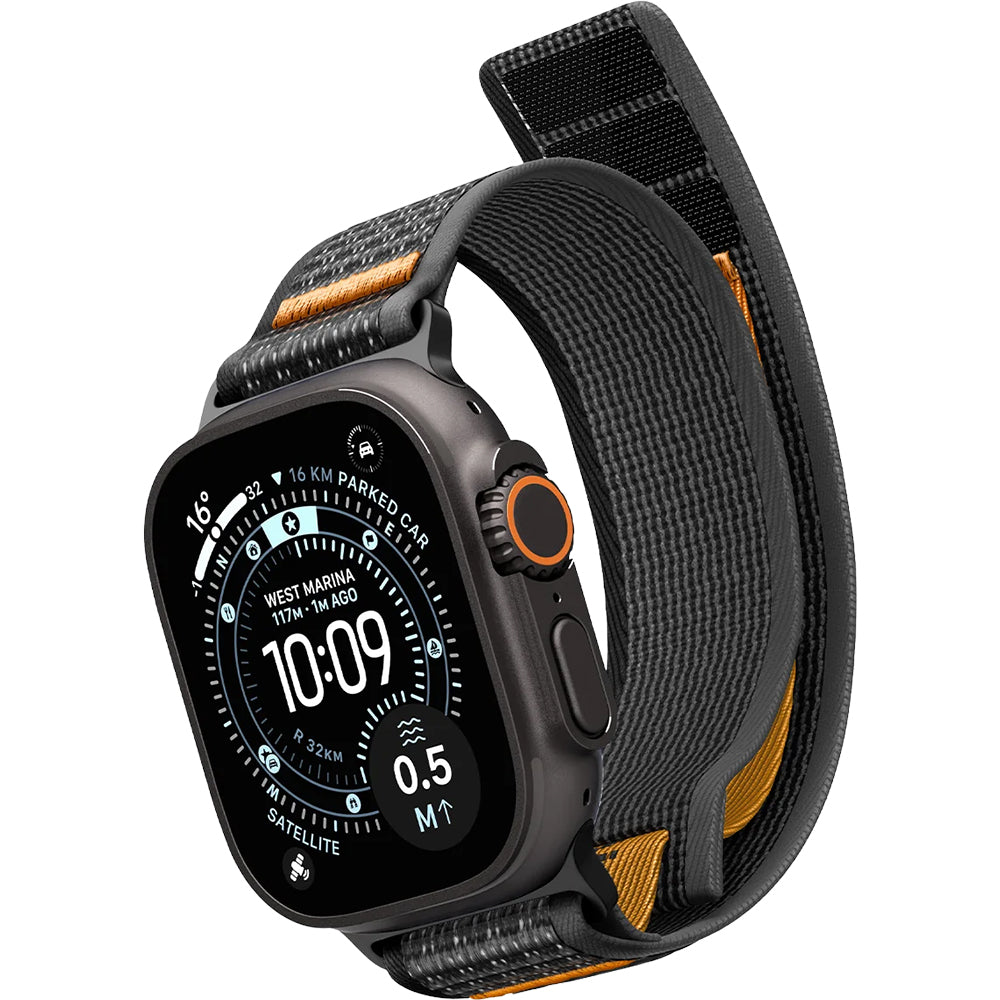 Armband für Apple Watch 49/46/45/44 mm, Spigen Athlex Air 2, Schwarz-Orange