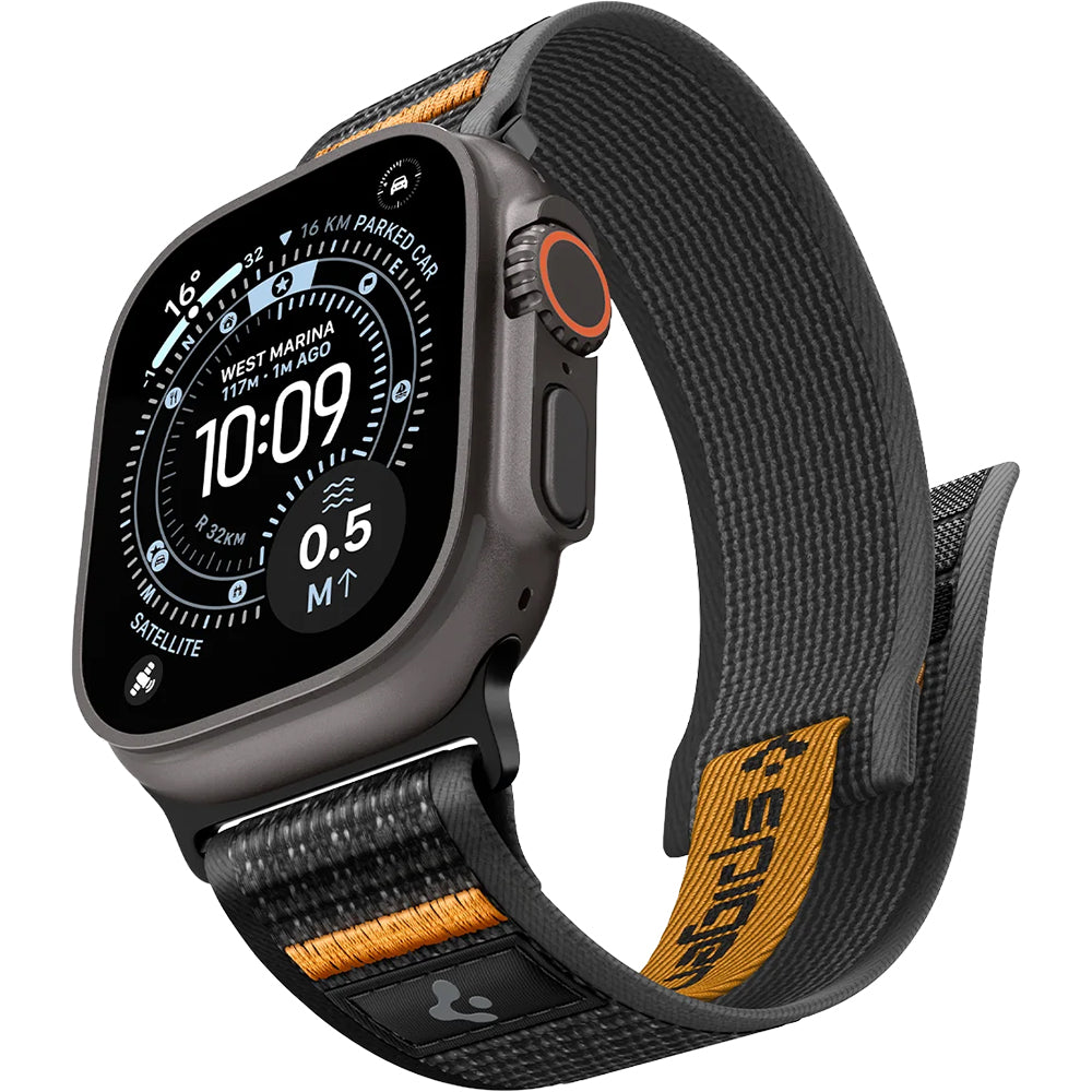 Armband für Apple Watch 49/46/45/44 mm, Spigen Athlex Air 2, Schwarz-Orange