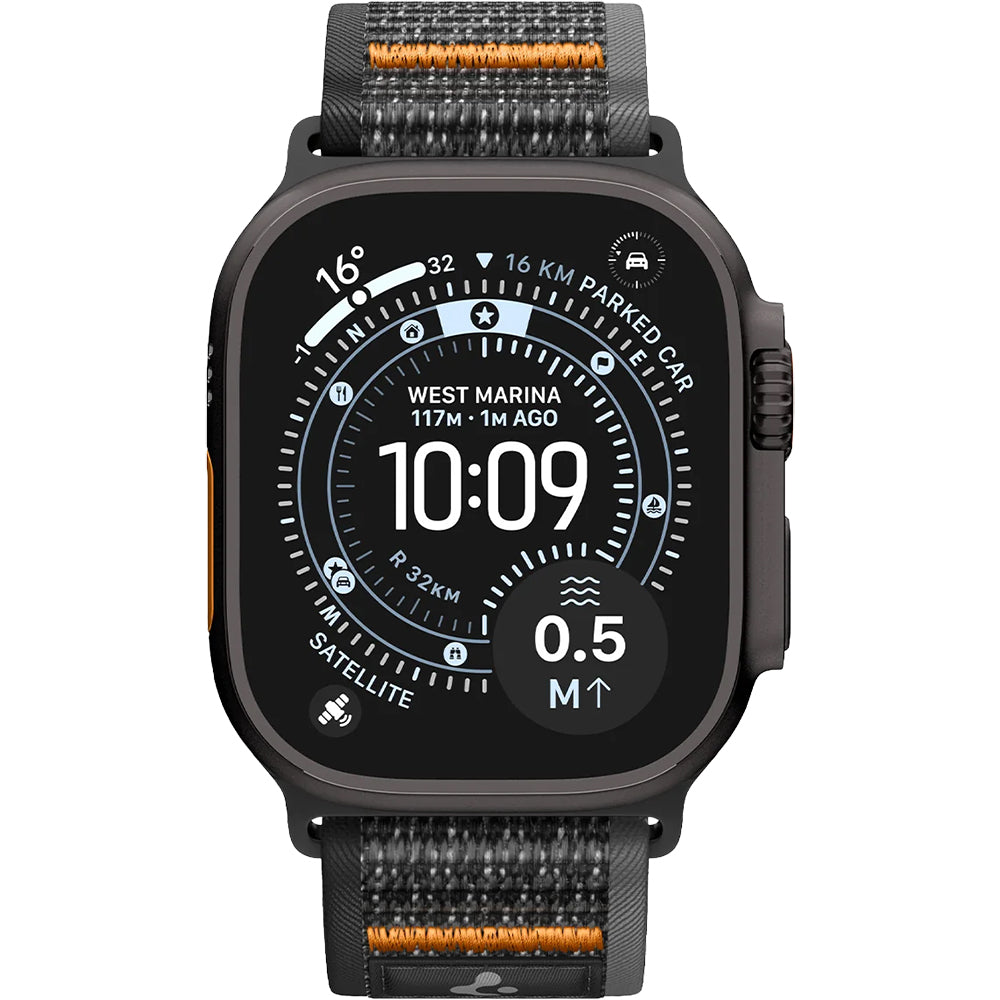 Armband für Apple Watch 49/46/45/44 mm, Spigen Athlex Air 2, Schwarz-Orange
