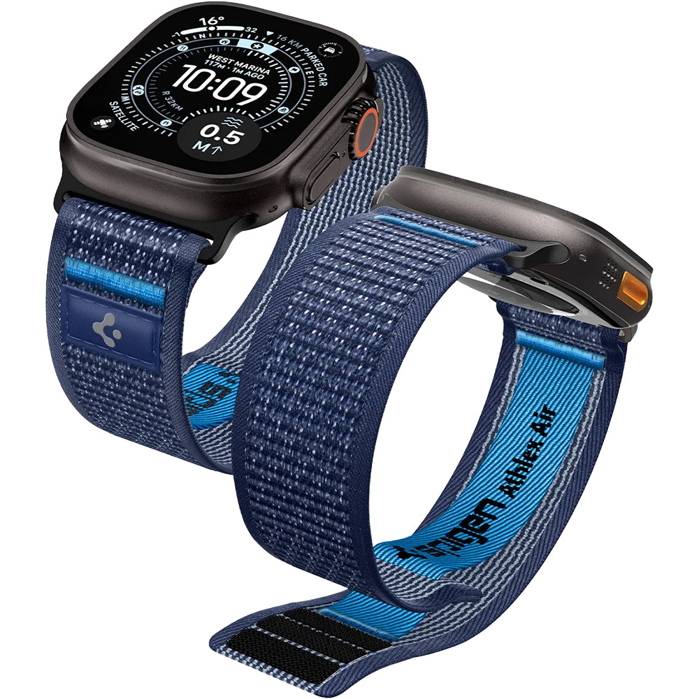Armband für Apple Watch 49/46/45/44 mm, Spigen Athlex Air 2, Dunkelblau