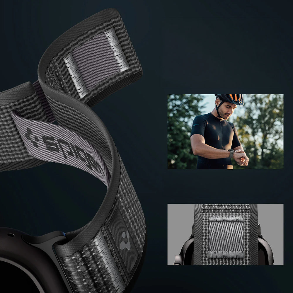 Armband für Apple Watch 49/46/45/44 mm, Spigen Athlex Air 2, Schwarz-Grau