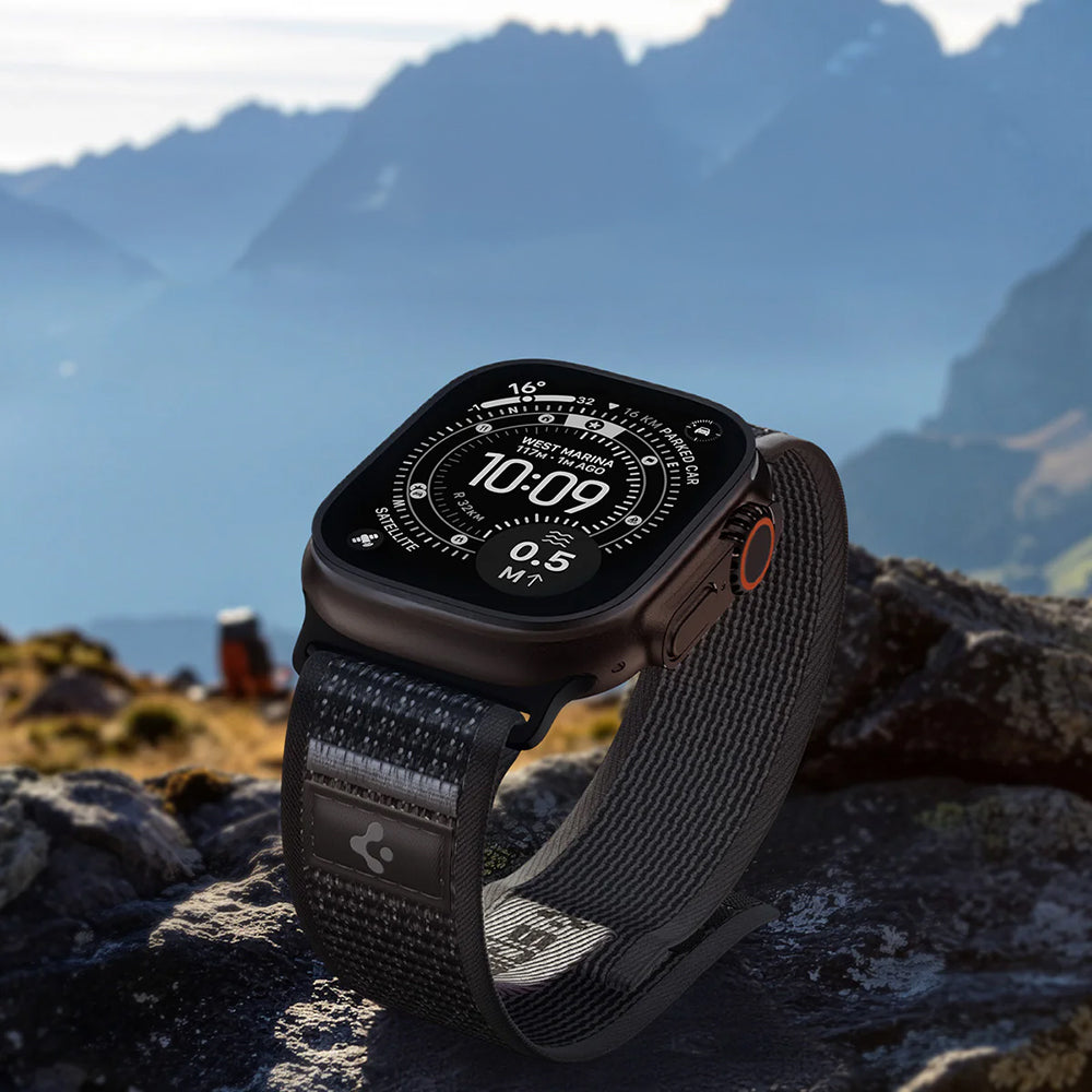 Armband für Apple Watch 49/46/45/44 mm, Spigen Athlex Air 2, Schwarz-Grau