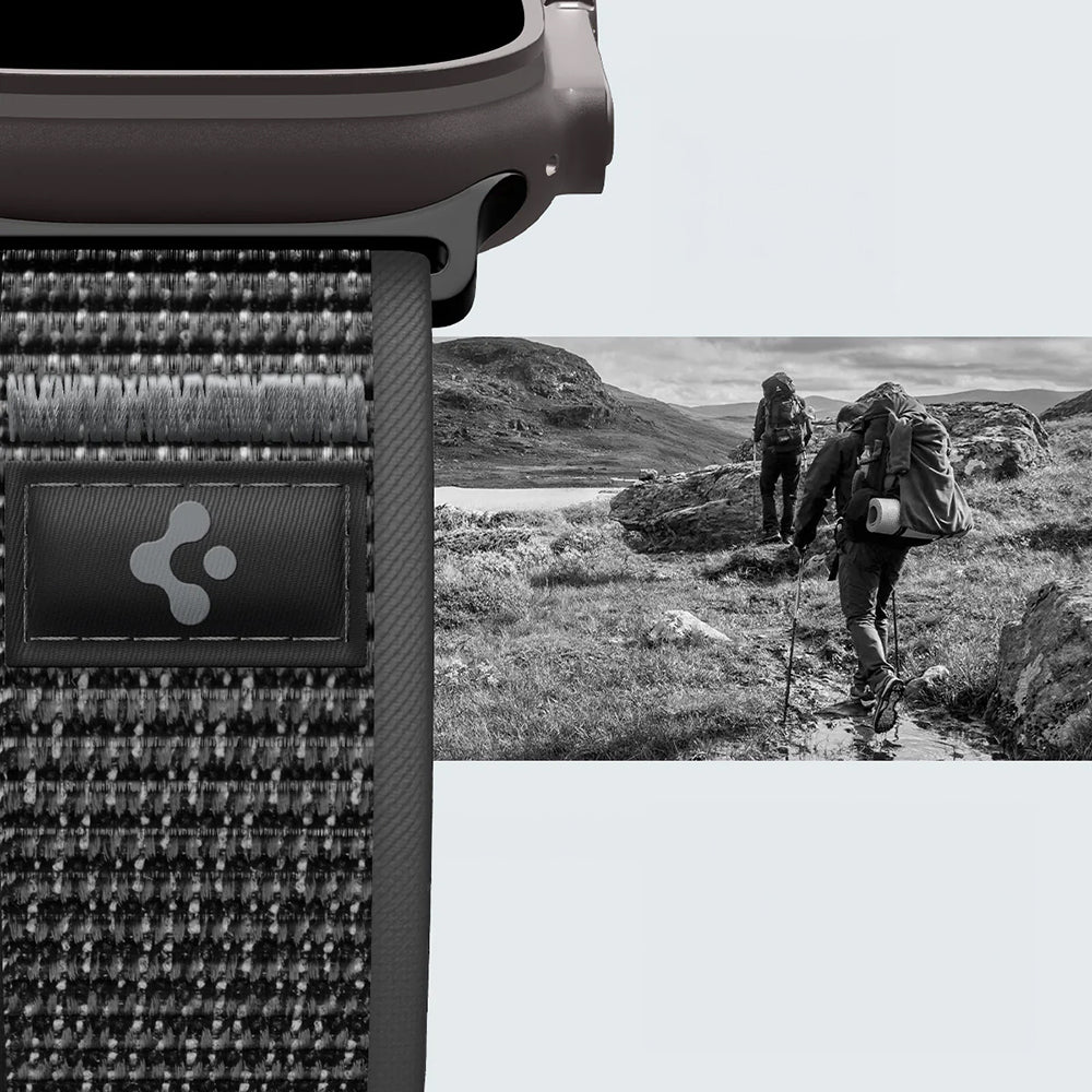 Armband für Apple Watch 49/46/45/44 mm, Spigen Athlex Air 2, Schwarz-Grau