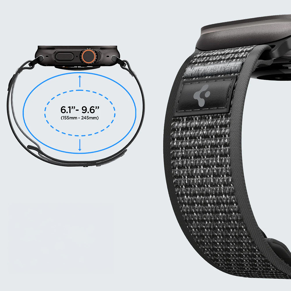 Armband für Apple Watch 49/46/45/44 mm, Spigen Athlex Air 2, Schwarz-Grau