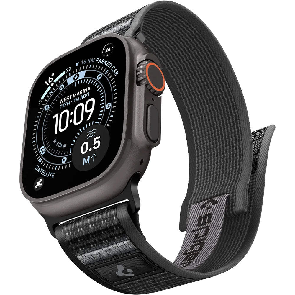 Armband für Apple Watch 49/46/45/44 mm, Spigen Athlex Air 2, Schwarz-Grau
