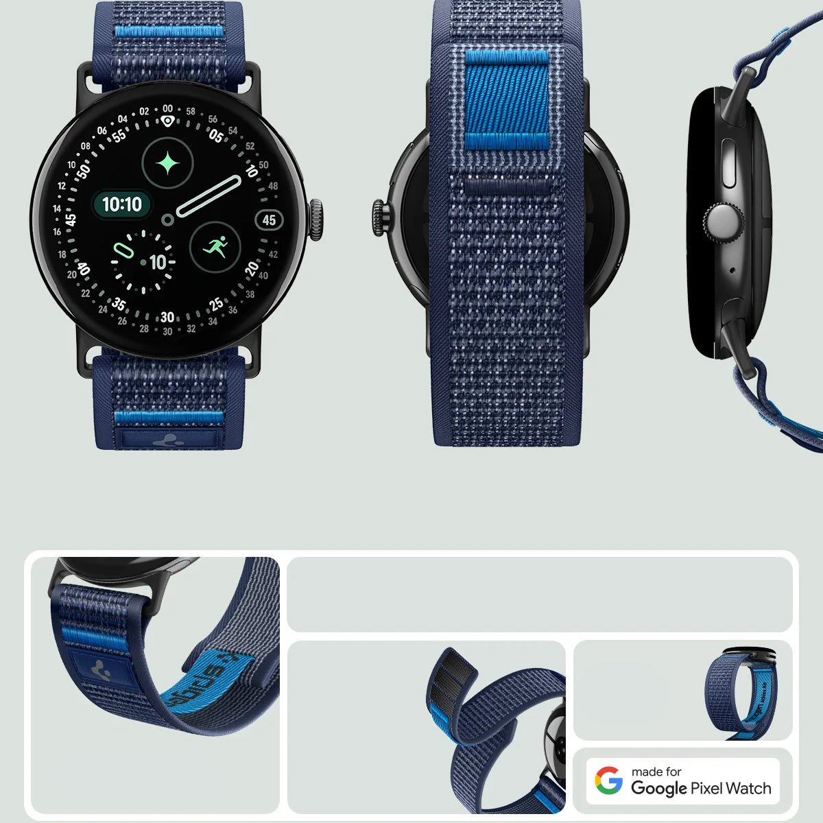 Armband für Pixel Watch 5/4/3 (45mm), Spigen Athlex Air, Dunkelblau (7/12)
