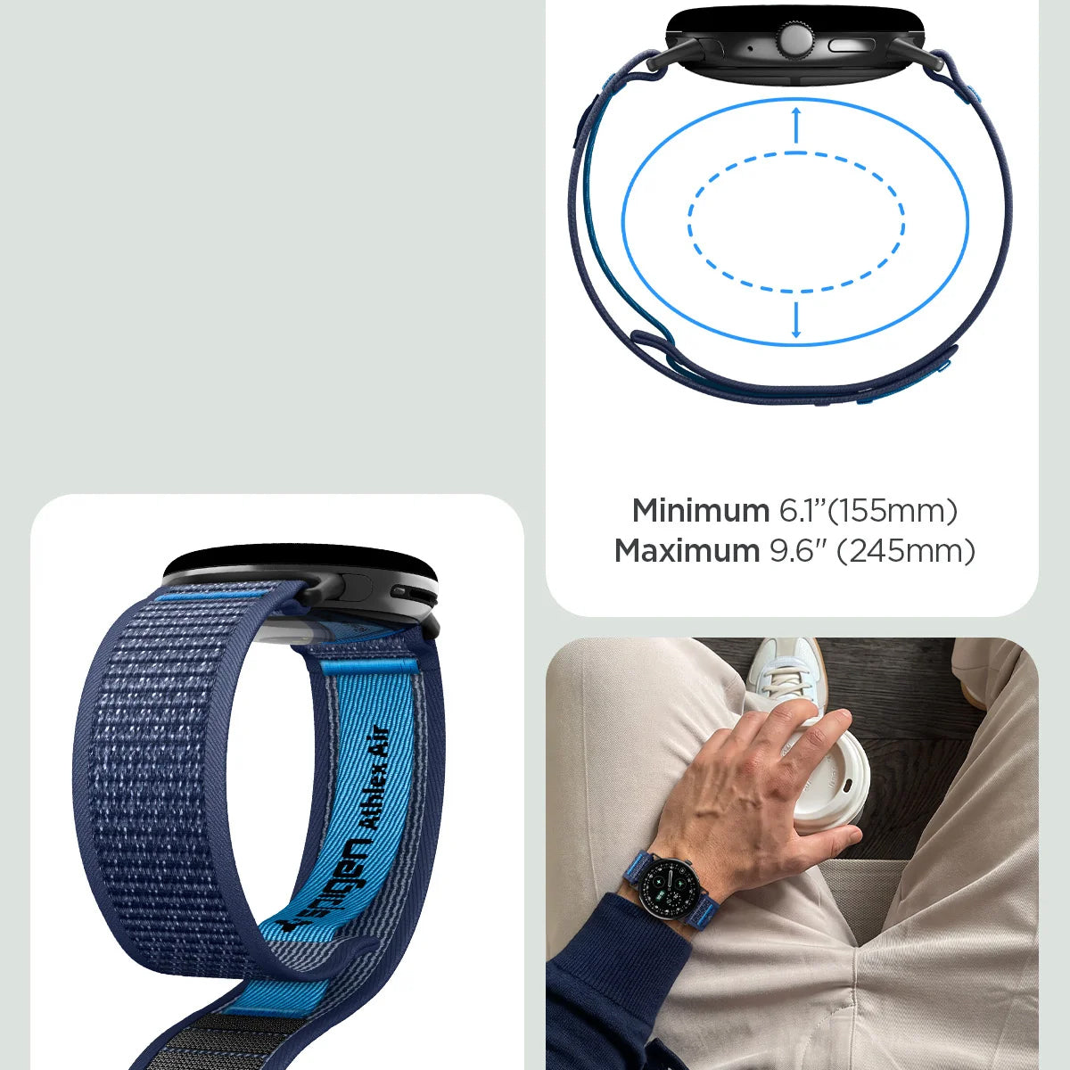 Armband für Pixel Watch 5/4/3 (45mm), Spigen Athlex Air, Dunkelblau (12/12)