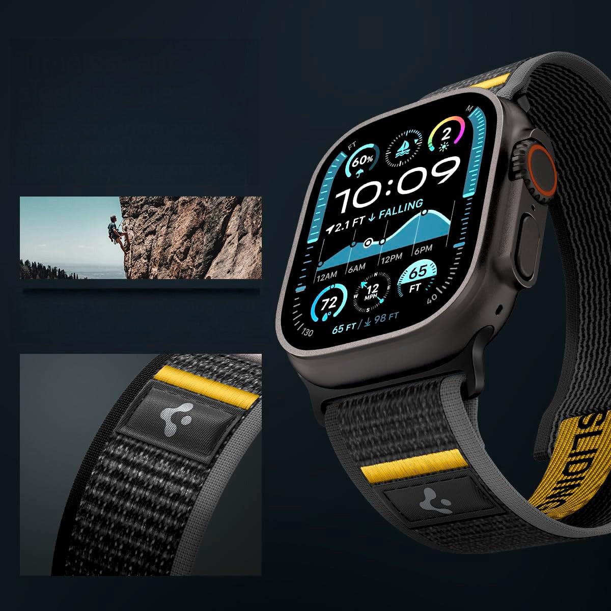 Armband für Apple Watch 49/46/45/44 mm, Spigen Athlex Air, Schwarz