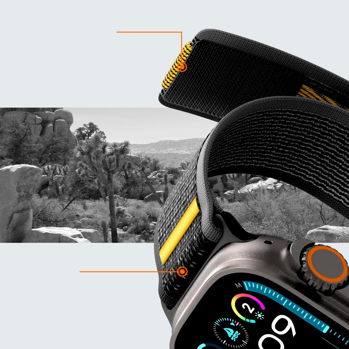 Armband für Apple Watch 49/46/45/44 mm, Spigen Athlex Air, Schwarz