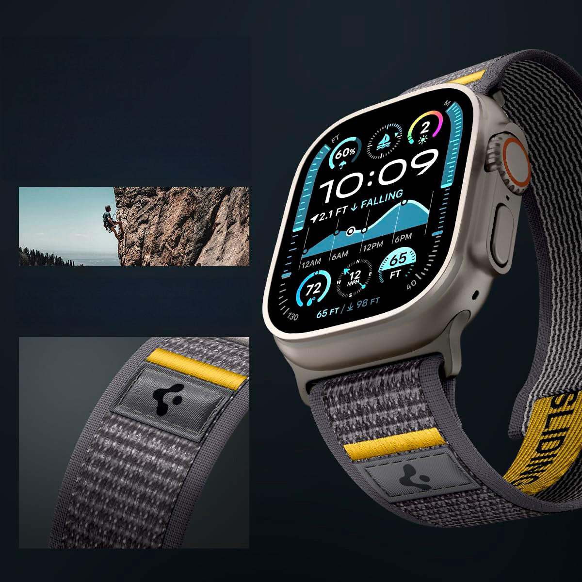 Armband für Apple Watch 49/46/45/44 mm, Spigen Athlex Air, Grau