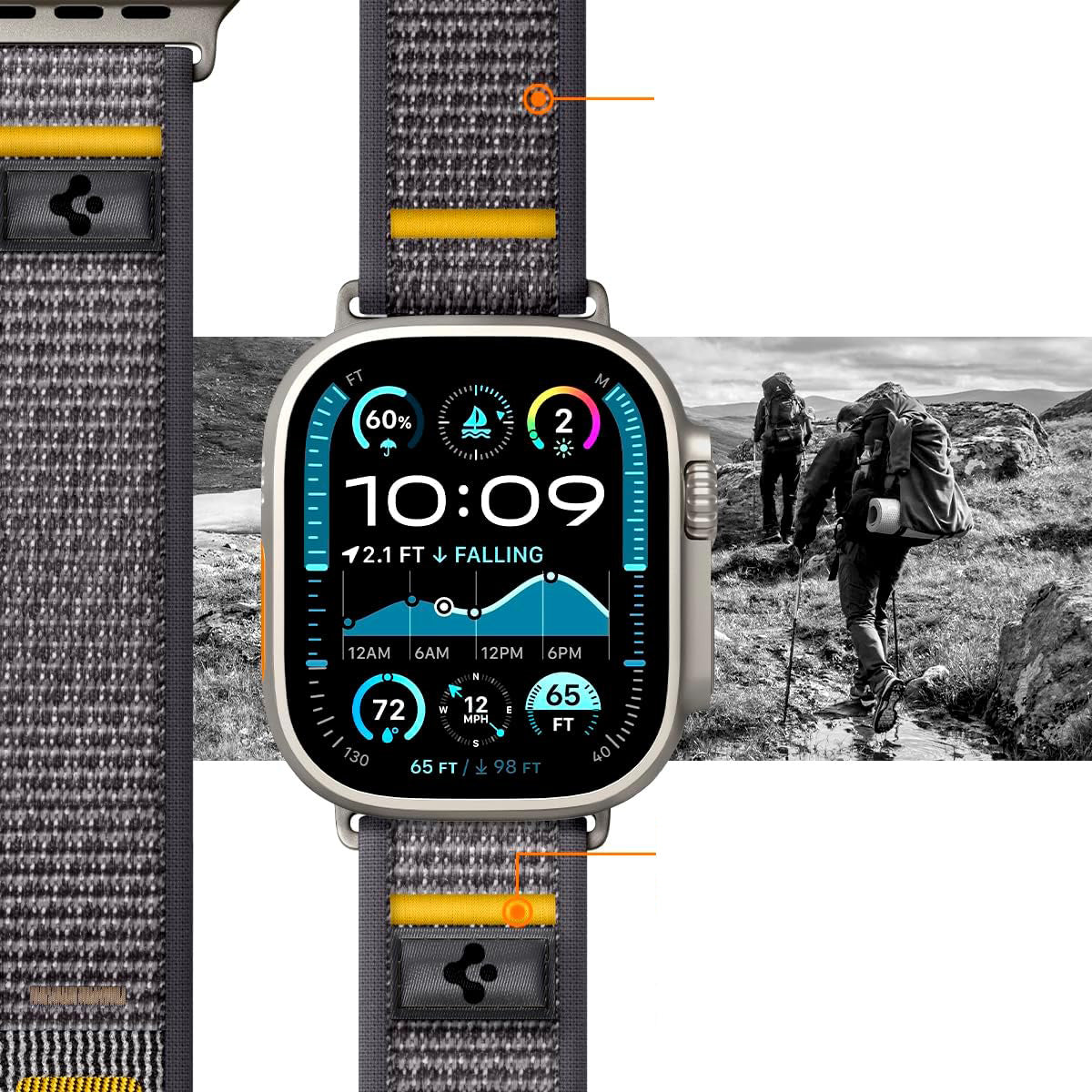 Armband für Apple Watch 49/46/45/44 mm, Spigen Athlex Air, Grau