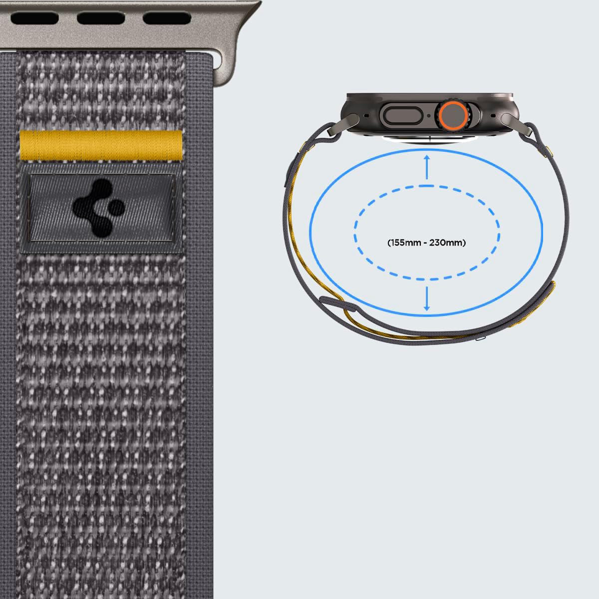 Armband für Apple Watch 49/46/45/44 mm, Spigen Athlex Air, Grau