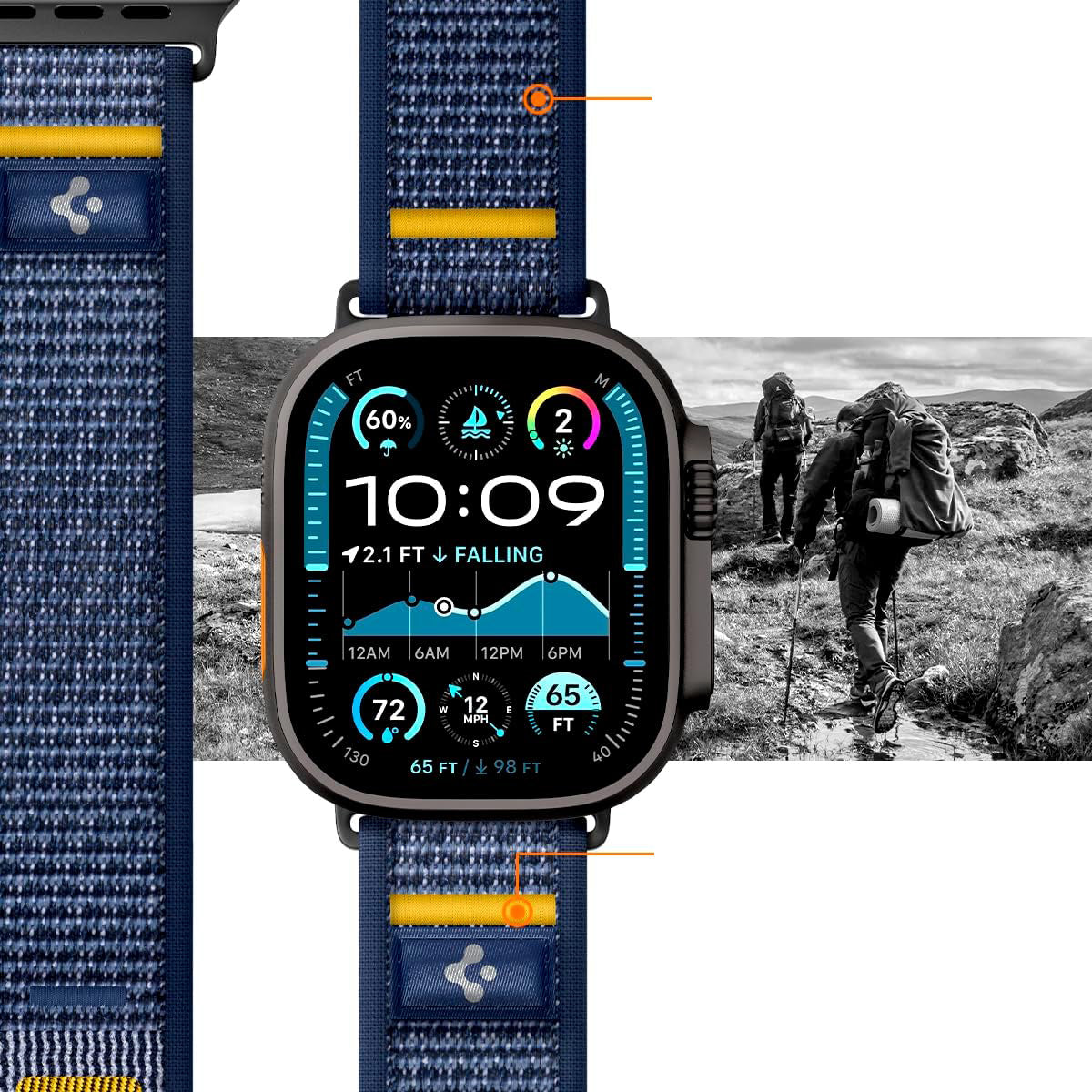 Armband für Apple Watch 49/46/45/44 mm, Spigen Athlex Air, Dunkelblau